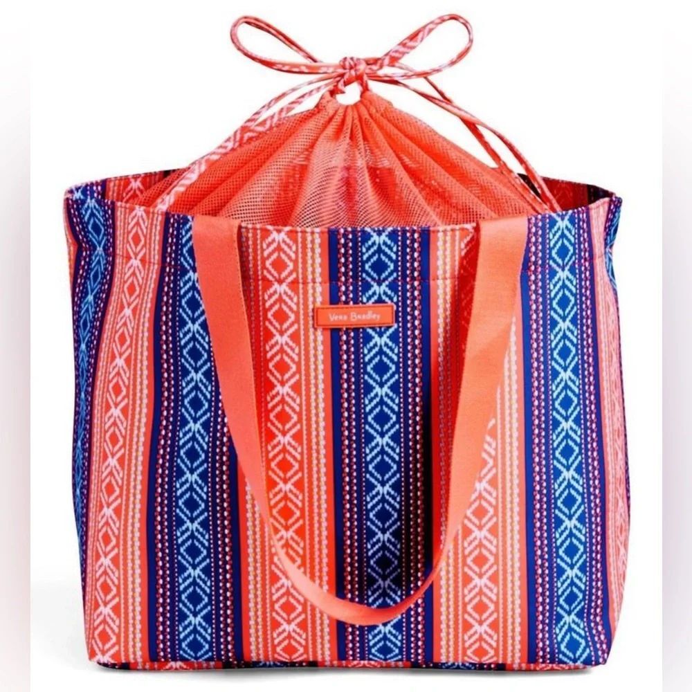 NWOT Vera Bradley bright tote Vibrant Orange and Blue Tote
